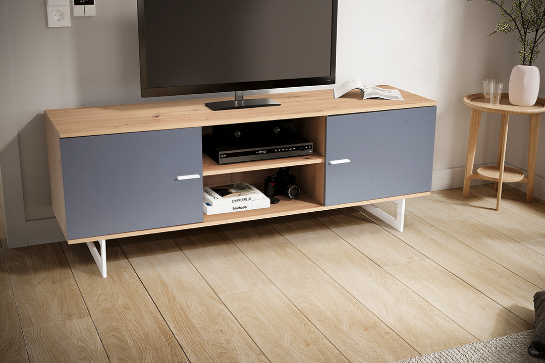 TV-Lowboard mit Eiche-Dekor und 2 Türen, modern