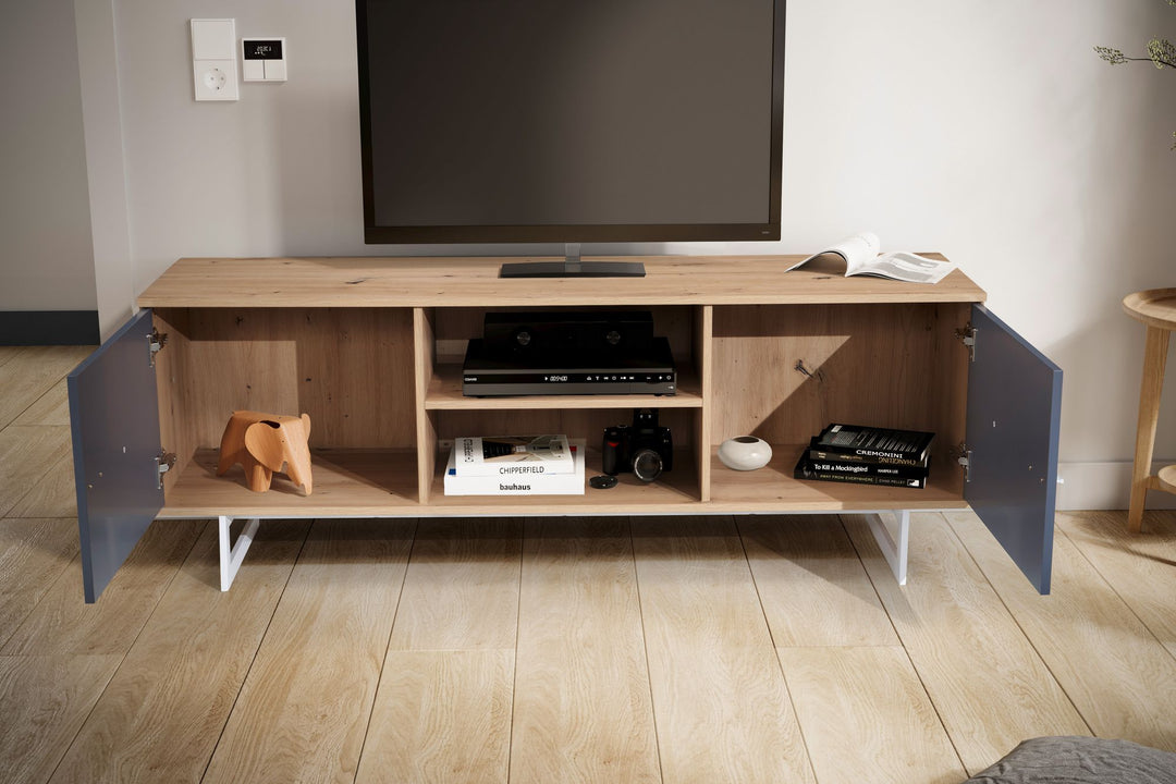 TV-Lowboard mit Eiche-Dekor und 2 Türen, modern