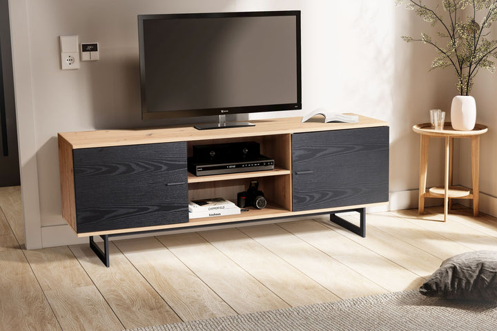TV-Lowboard mit Eiche-Dekor und 2 Türen, modern