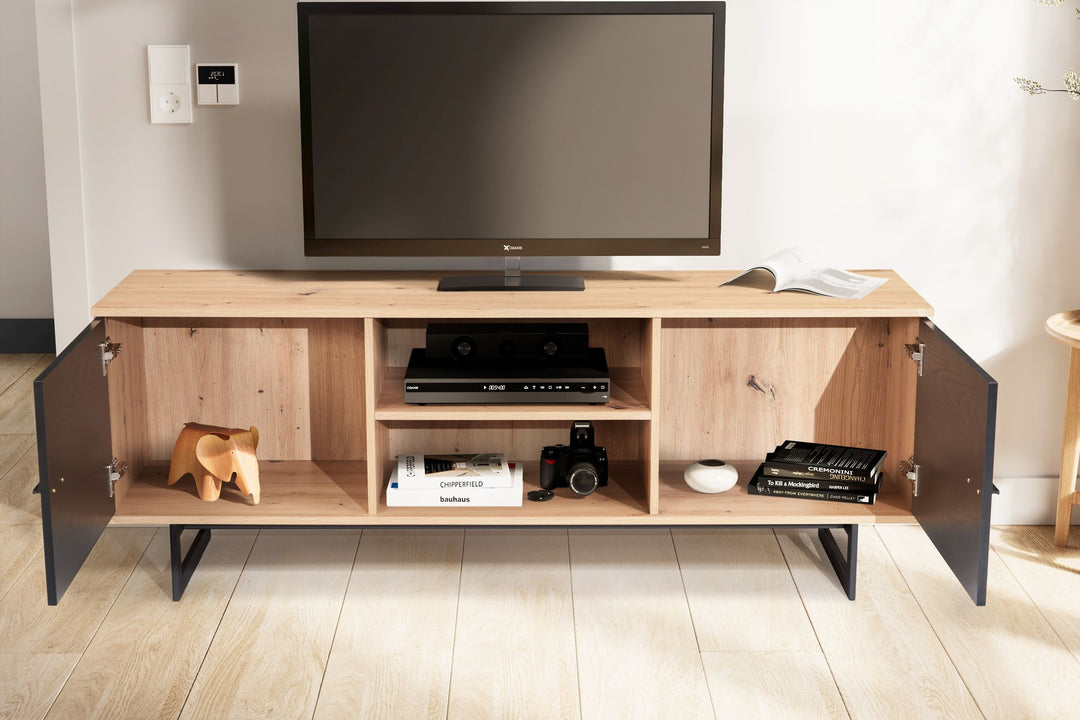 TV-Lowboard mit Eiche-Dekor und 2 Türen, modern