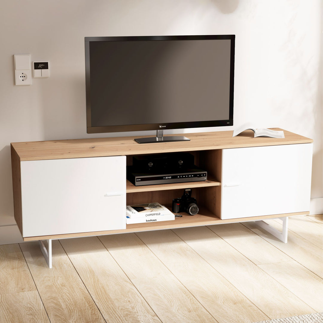 TV-Lowboard mit Eiche-Dekor und 2 Türen, modern