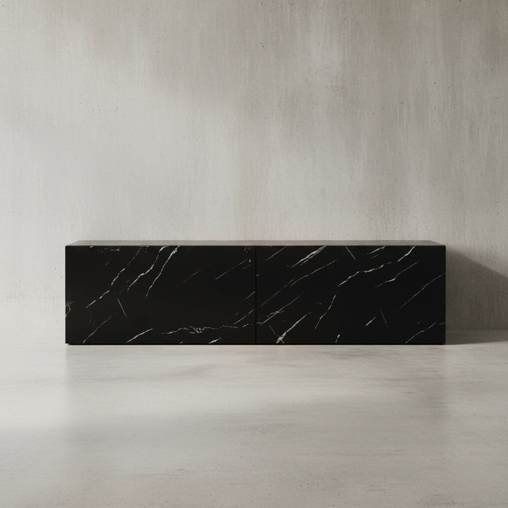 Lowboard Hängend Marmor-Optik 120x30x30 cm TV-Schrank - Design Fernsehtisch mit Klapptüren Modern - Fernsehschrank Wand - TV-Kommode Fernsehkommode zum Aufhängen_