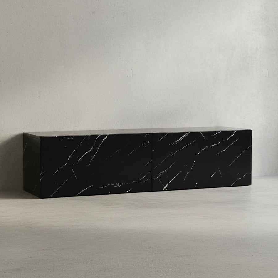 Lowboard Hängend Marmor-Optik 120x30x30 cm TV-Schrank - Design Fernsehtisch mit Klapptüren Modern - Fernsehschrank Wand - TV-Kommode Fernsehkommode zum Aufhängen_