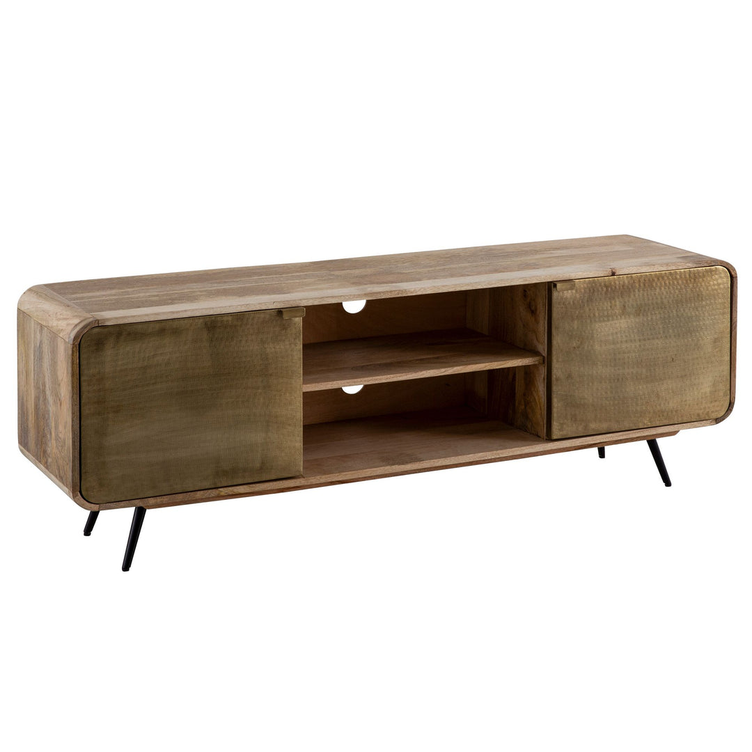 Lowboard Mango Massivholz Modern Stil 160x55x41 cm mit punzierten Türen