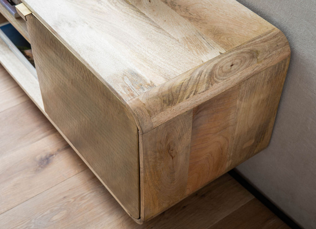 Lowboard Mango Massivholz Modern Stil 160x55x41 cm mit punzierten Türen