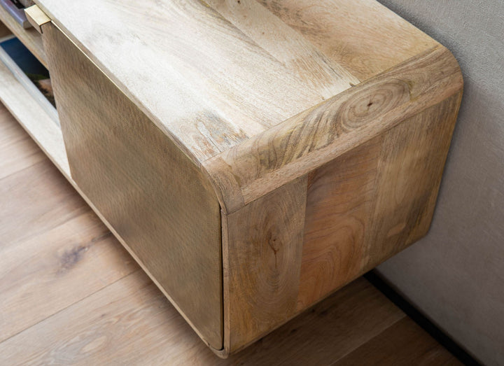 Lowboard Mango Massivholz Modern Stil 160x55x41 cm mit punzierten Türen