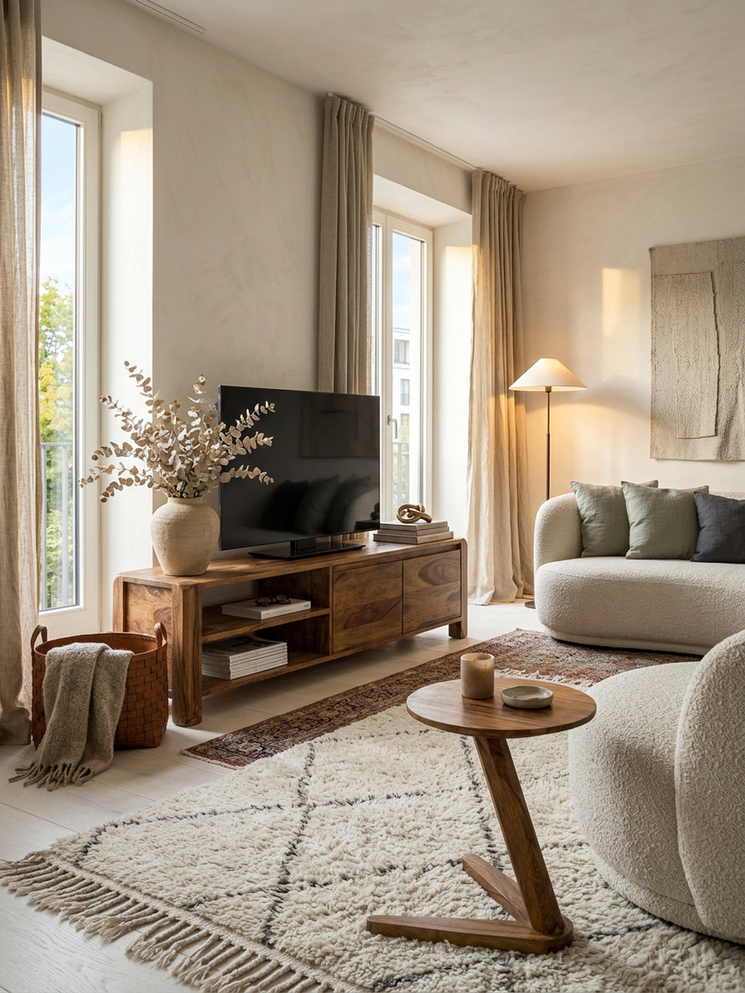 Lowboard TEKO_ Massivholz_ viel Stauraum_ Sheesham oder Akazie_ 4 Holzbeine - KADIMA DESIGN_Farbe_ Braun_ Größe_ 140x35x40 cm_