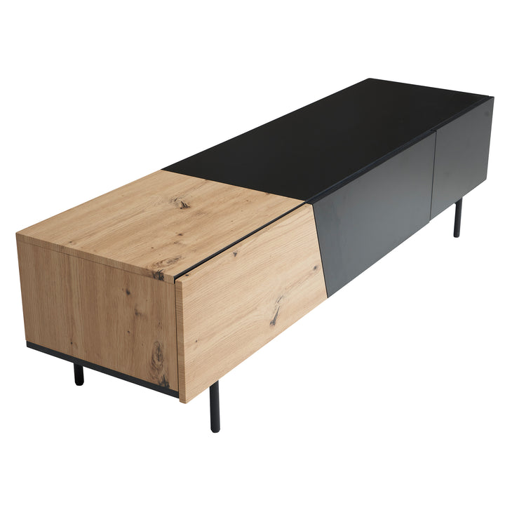 TV-Lowboard mit Eiche-Dekor, Türen und Schublade, modern