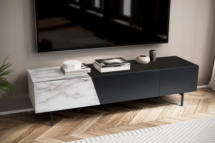 TV-Lowboard mit Eiche-Dekor, Türen und Schublade, modern