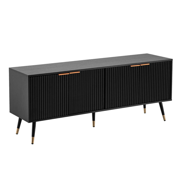 Lowboard Schwarz Eiche-Dekor Modern Stil 150x60x39 cm mit Türen