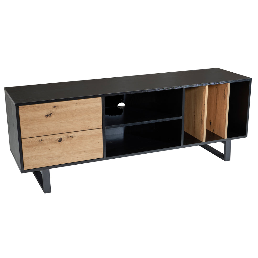 TV-Lowboard mit Eiche-Dekor, Schubladen und offenes Regal, modern