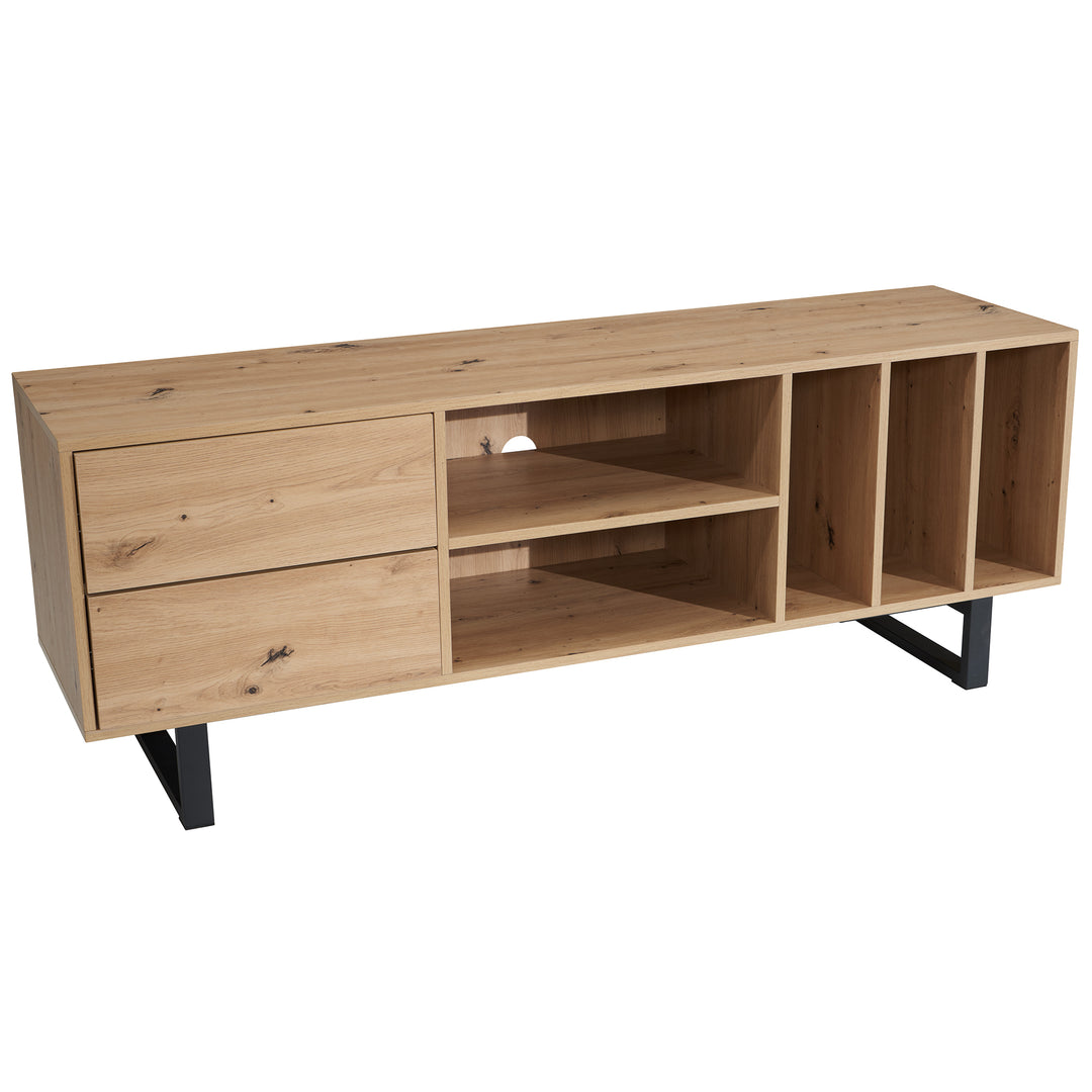TV-Lowboard mit Eiche-Dekor, Schubladen und offenes Regal, modern