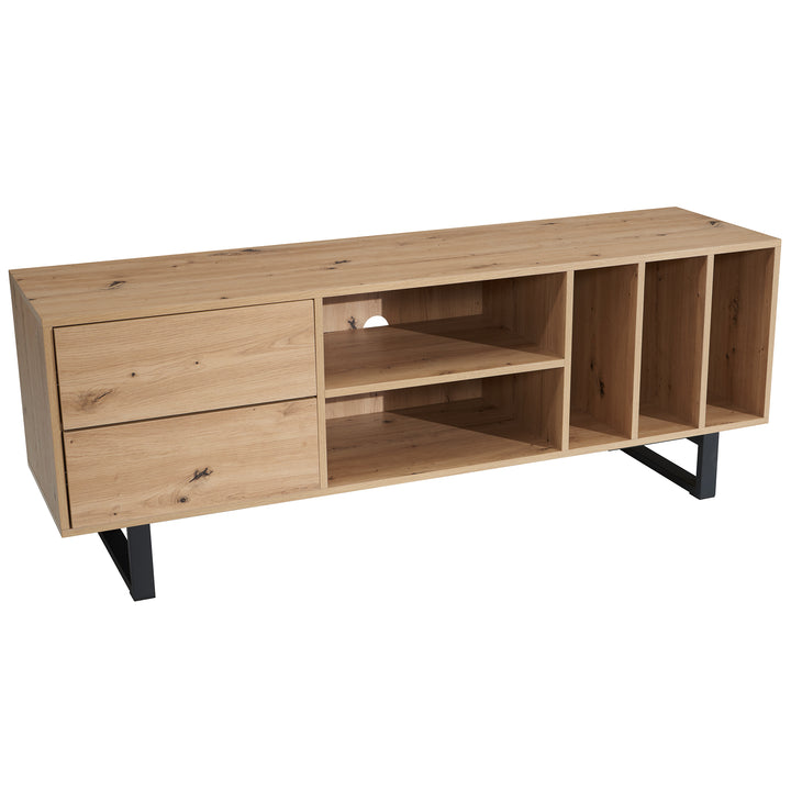 TV-Lowboard mit Eiche-Dekor, Schubladen und offenes Regal, modern