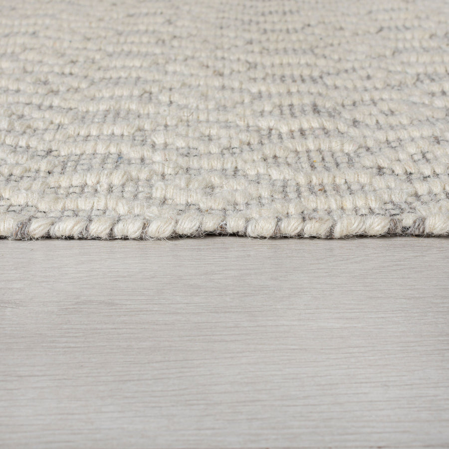 Wollteppich Zeitlos-Design - handgewebt - grau-elfenbein ROTHER - Grau-Beige 80x150 cm_Rechteckig_