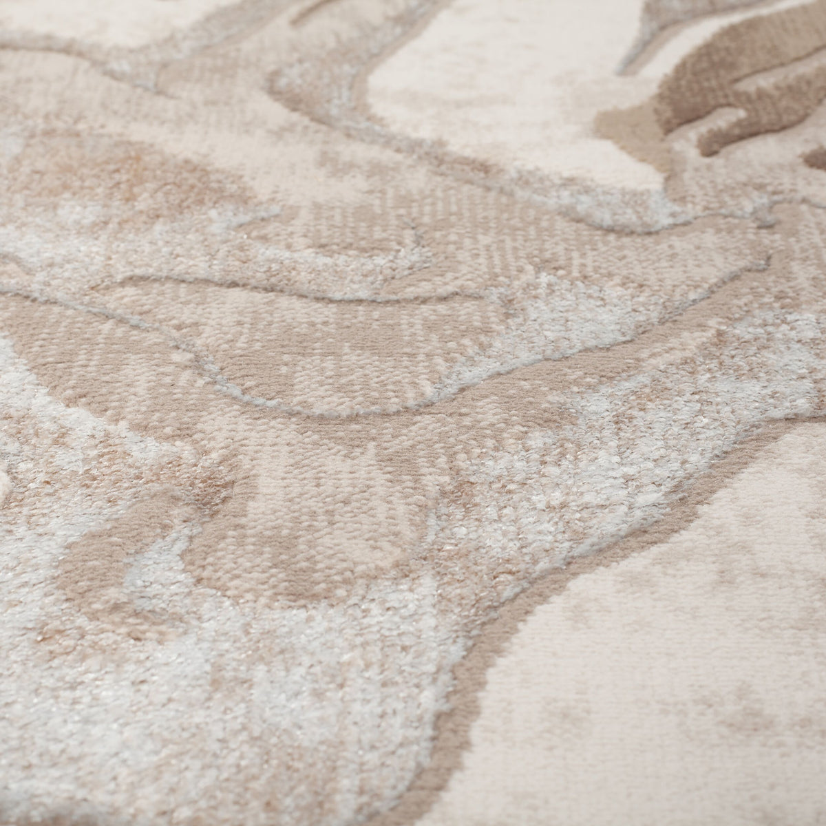 Luxuriöser Wohnzimmer Teppich mit metallischer Marmorierung Beige Rechteckig