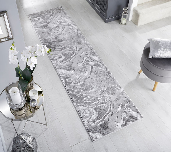 Luxuriöser Wohnzimmer Teppich OUSE JOY_ Metallische Marmorierung - Kadima Design_Silber_#sku_BARK503119369210-BARK503119371144#