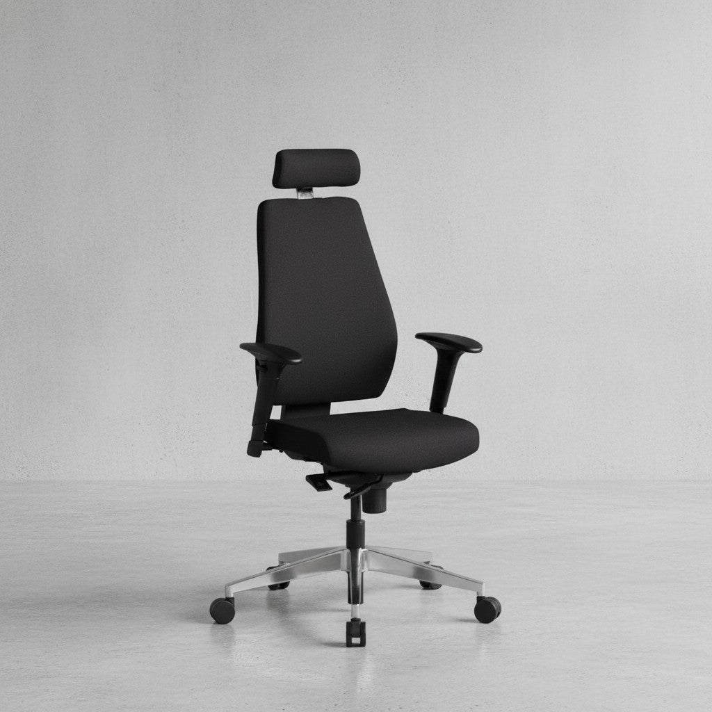 Luxus-Bürostuhl "Komfort Plus"  Ergonomische Rückenlehne  verstellbare Sitz-/Rückenneigung  Kopfstütze  strapazierfähiger Stoff  Aluminium-Fußkreuz - KADIMA DESIGN Größe  70x60x141 cm