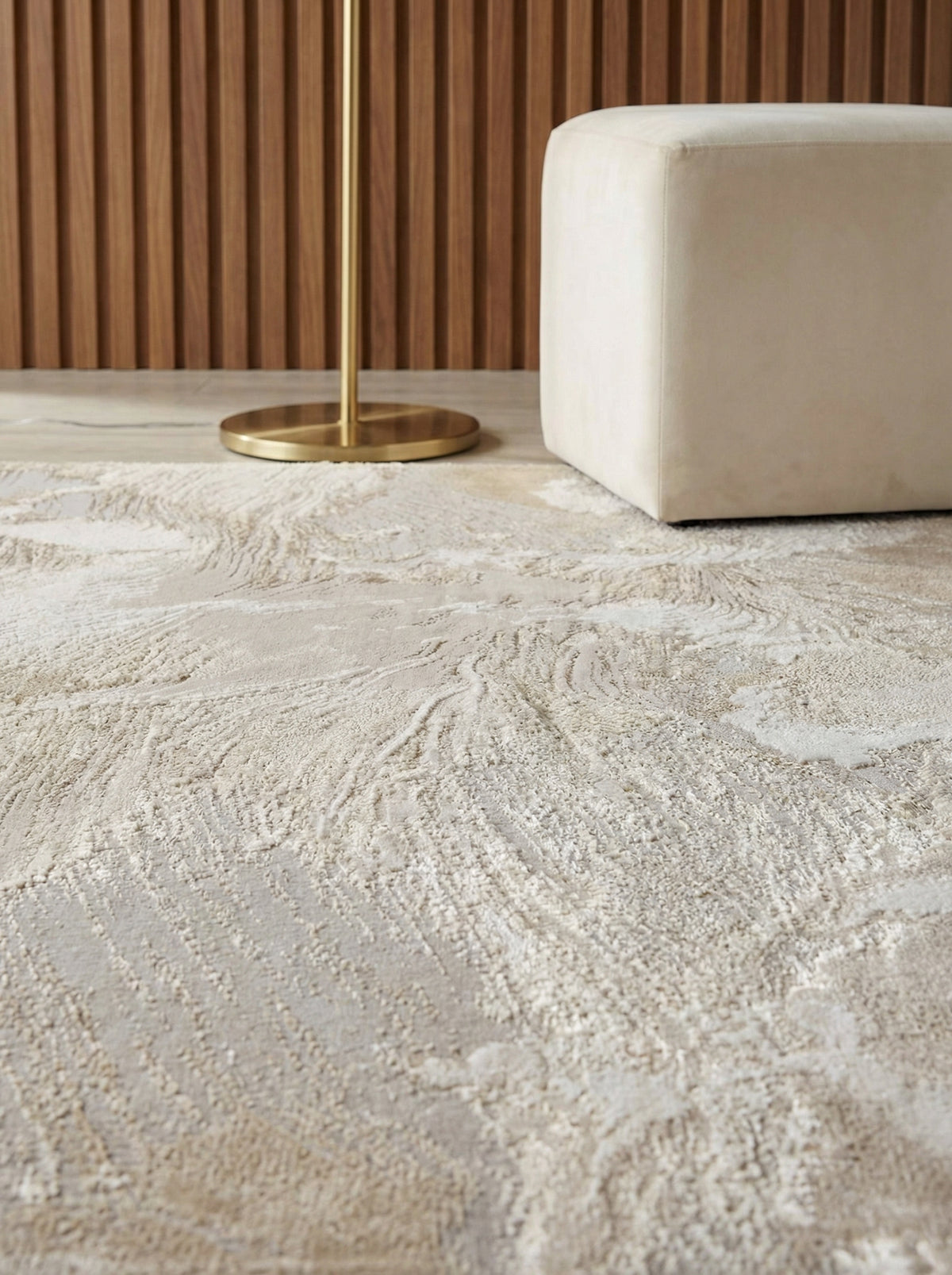 Luxus-Designerteppich mit Hochglanz-Effekt Abstraktes Marmor-Muster Gold Grau Beige Champagner Pflegeleicht und Langlebig - COMO-Nesso