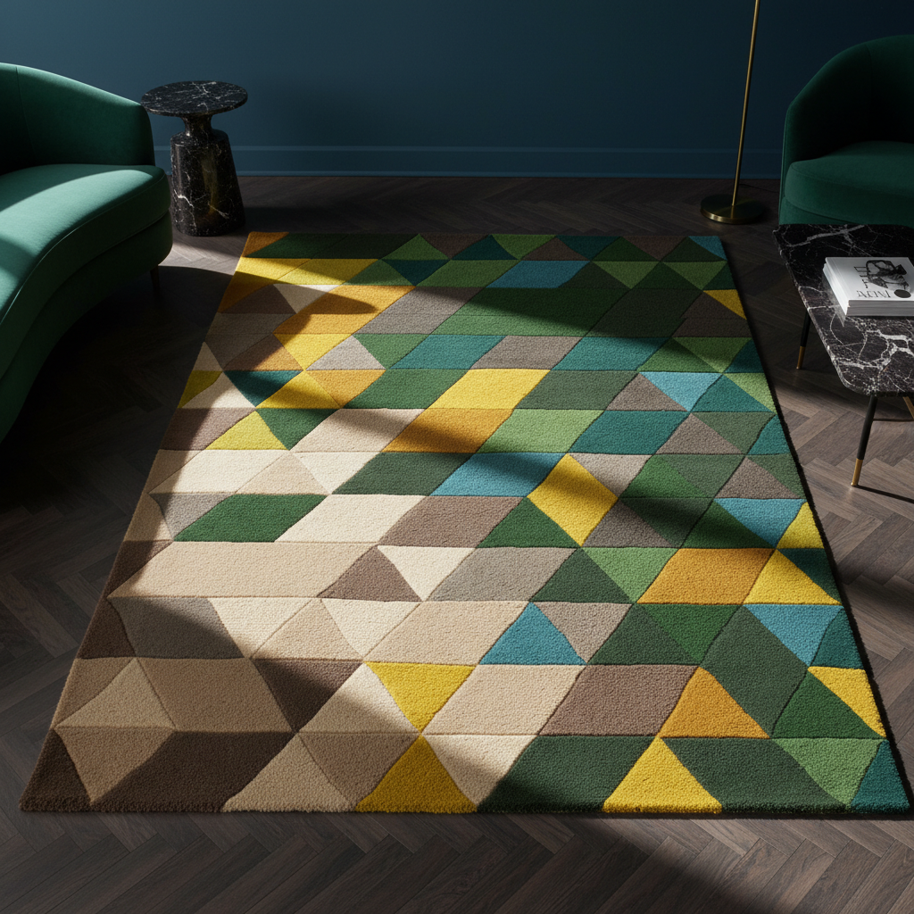 Wollteppich handgetuftet geometrisch DERWENT HAZEL_Rechteckig_