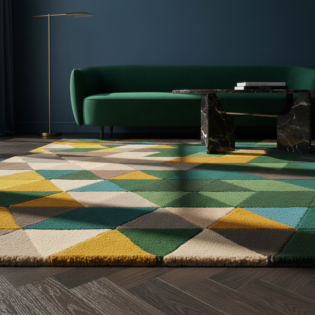 Wollteppich handgetuftet geometrisch DERWENT HAZEL_Rechteckig_