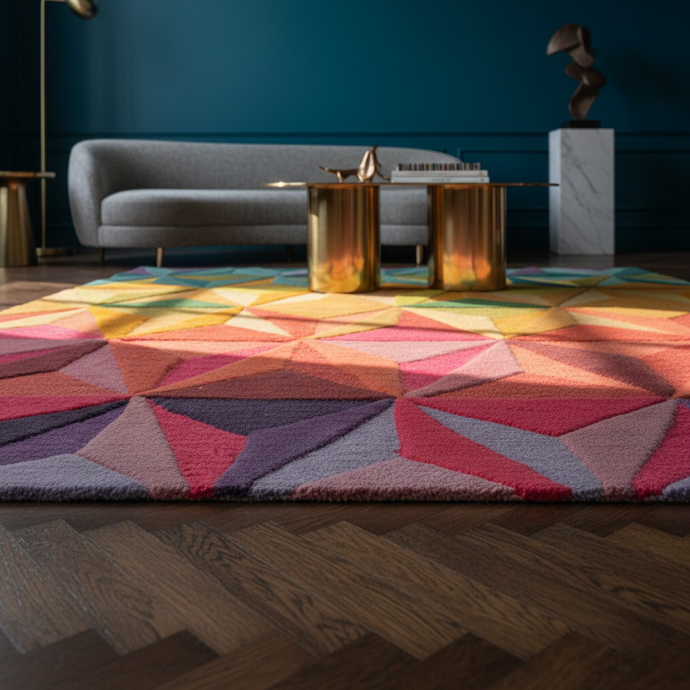 Luxus-Handgetufteter Wollteppich in Multifarben_Multi_Rechteckig_