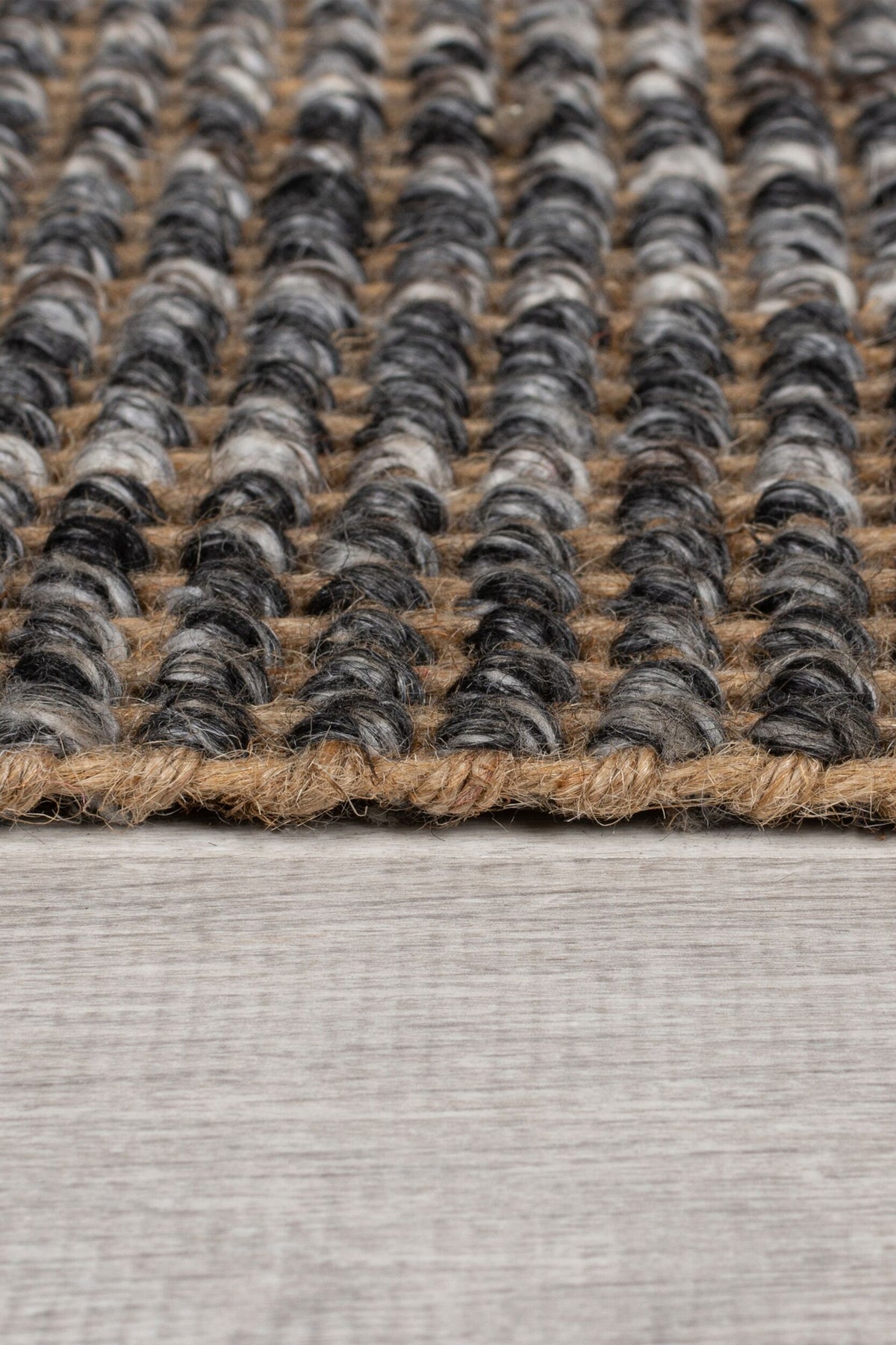 Teppich Jute-Wolle-Mix - handgewebt WEAVER - Grau 80x150 cm_Rechteckig_