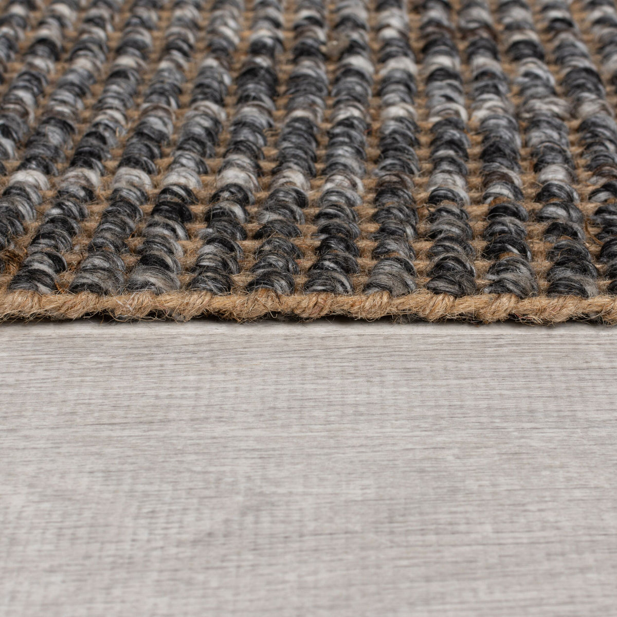 Teppich Jute-Wolle-Mix - handgewebt WEAVER - Grau 60x230 cm Läufer