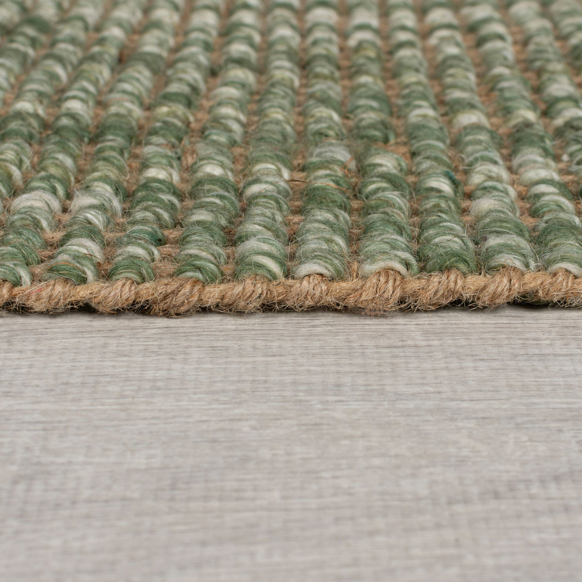 Teppich Jute-Wolle-Mix - handgewebt WEAVER - Grün 80x150 cm_Rechteckig_