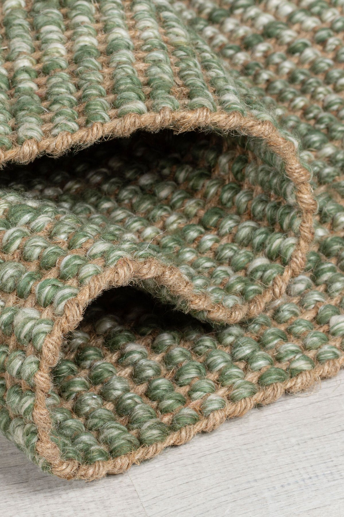 Teppich Jute-Wolle-Mix - handgewebt WEAVER - Grün 60x230 cm_Läufer_