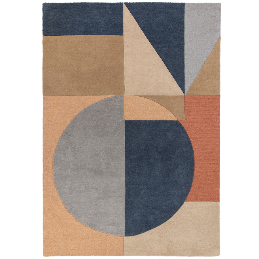 Wollteppich Geo-Design - öko-freundlich - mehrfarbig DEBEN COLE_Rechteckig_