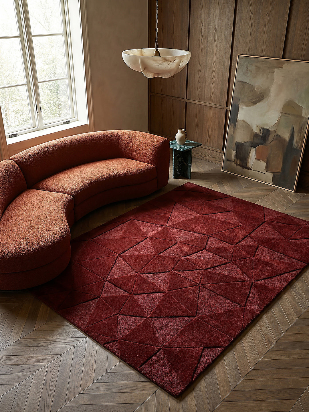 Teppich Rot rechteckig Musteransicht von oben Designkollektion_