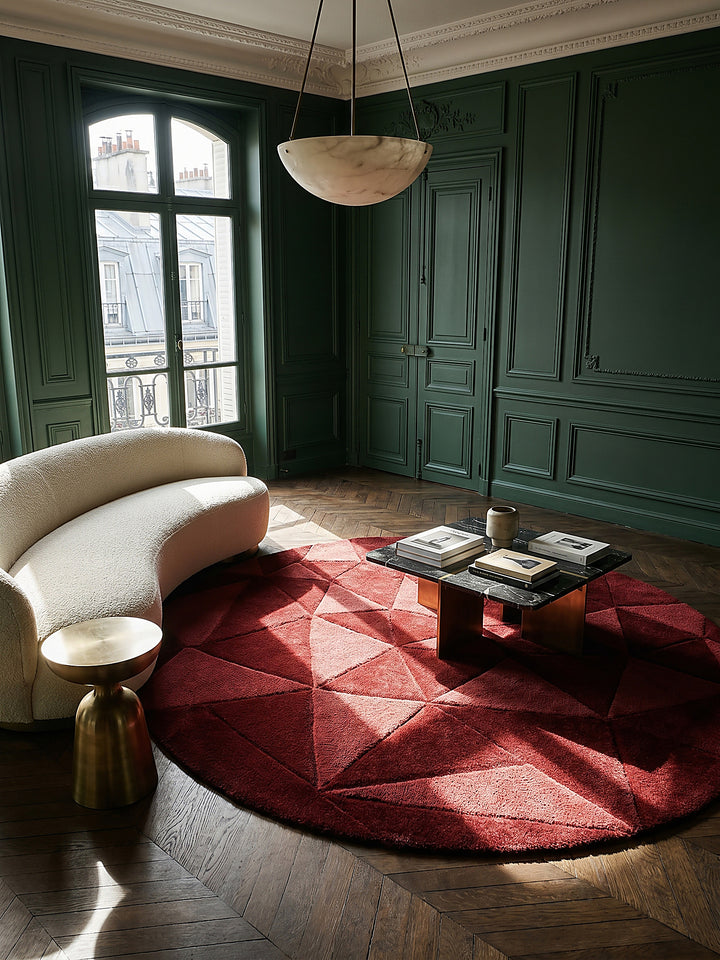 Teppich Rot rund Musteransicht von oben Designkollektion_