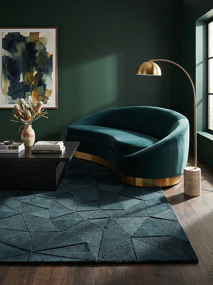 Teppich Türkis rechteckig als Wandteppich Wanddekoration Textilkunst Interior Design_
