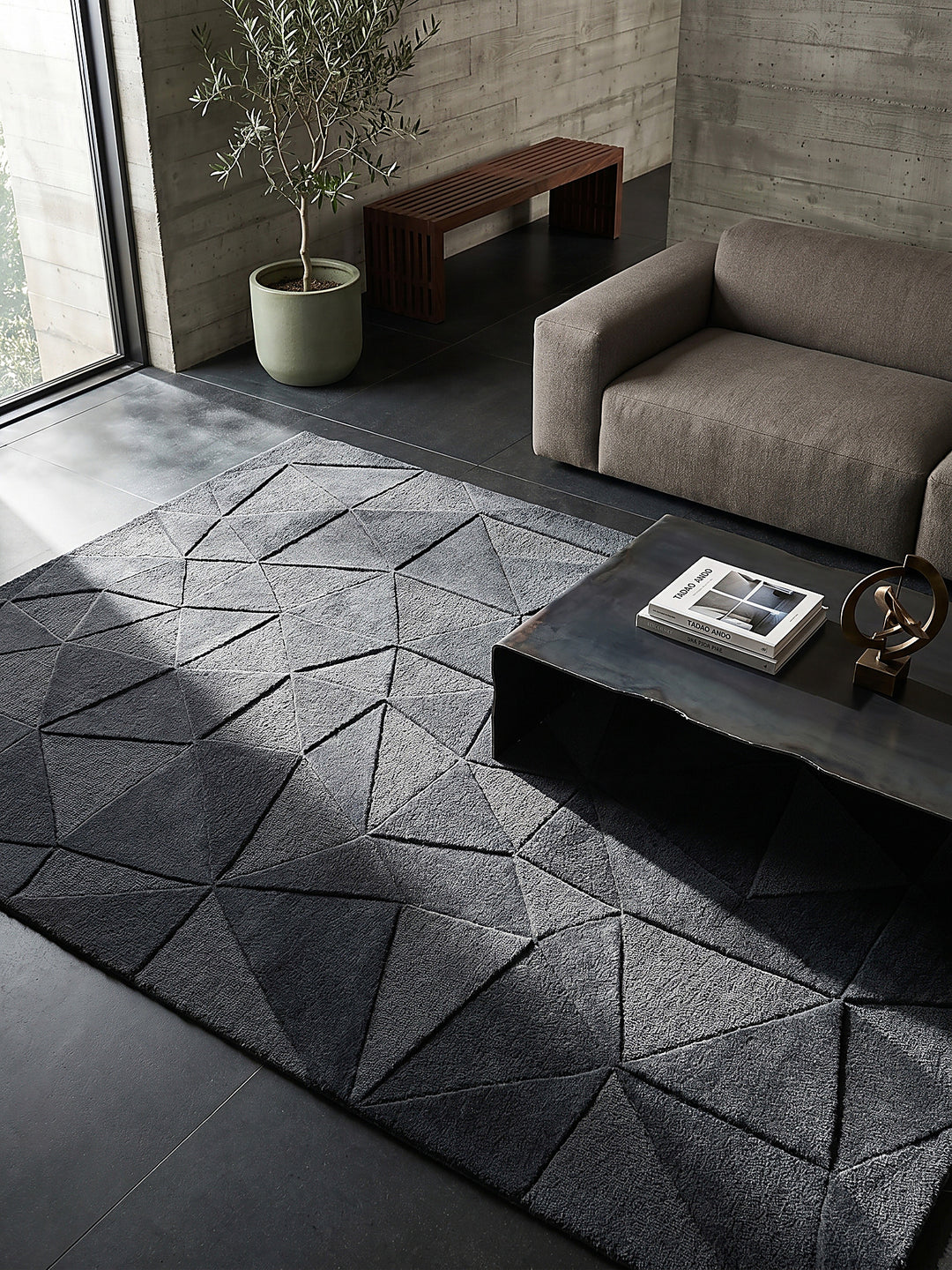 Teppich Anthrazit rechteckig Musteransicht von oben Designkollektion_
