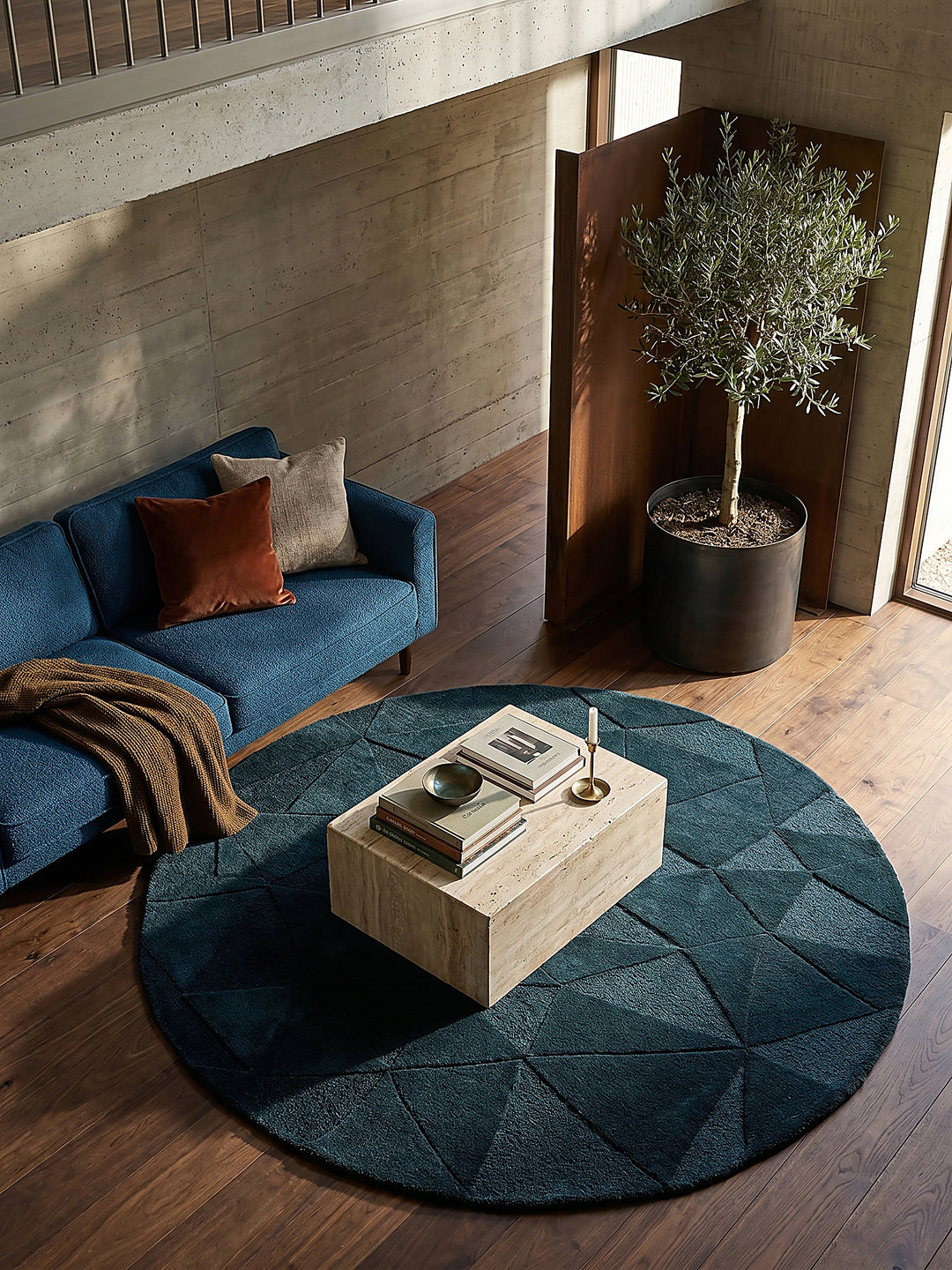 Teppich Türkis rund Musteransicht von oben Designkollektion_
