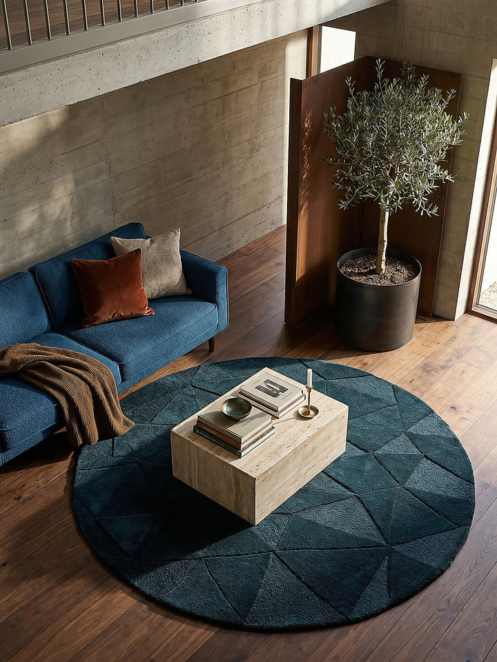 Teppich Türkis rund Musteransicht von oben Designkollektion_