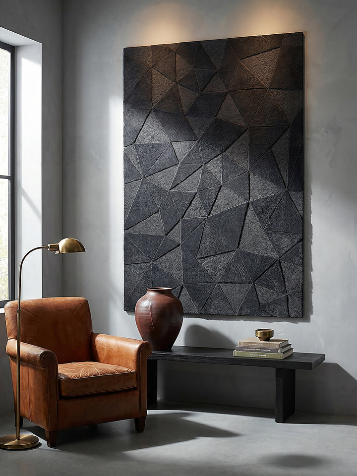 Teppich Anthrazit rechteckig als Wandteppich Wanddekoration Textilkunst Interior Design_