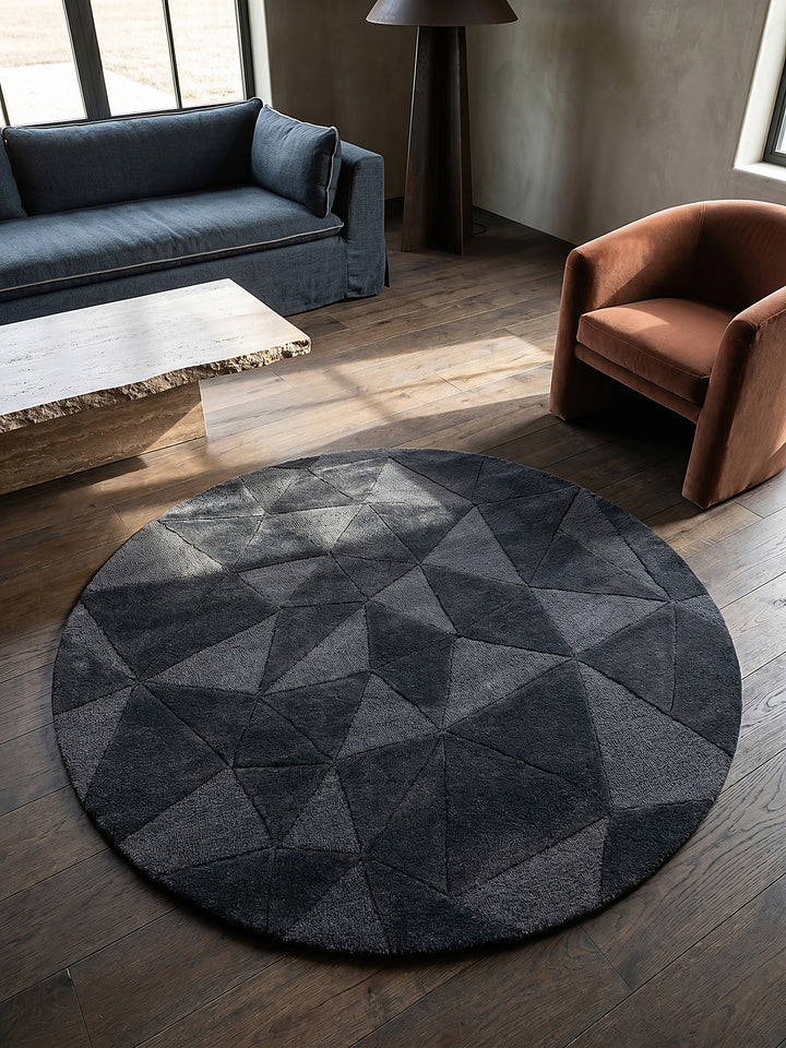 Teppich Anthrazit rund Musteransicht von oben Designkollektion_