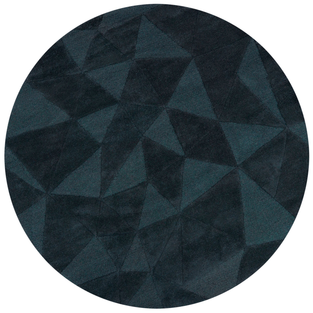 Wollteppich mit Hoch-Tief-Struktur &amp; 3D-Geometrie DEBEN TROY_Rund_