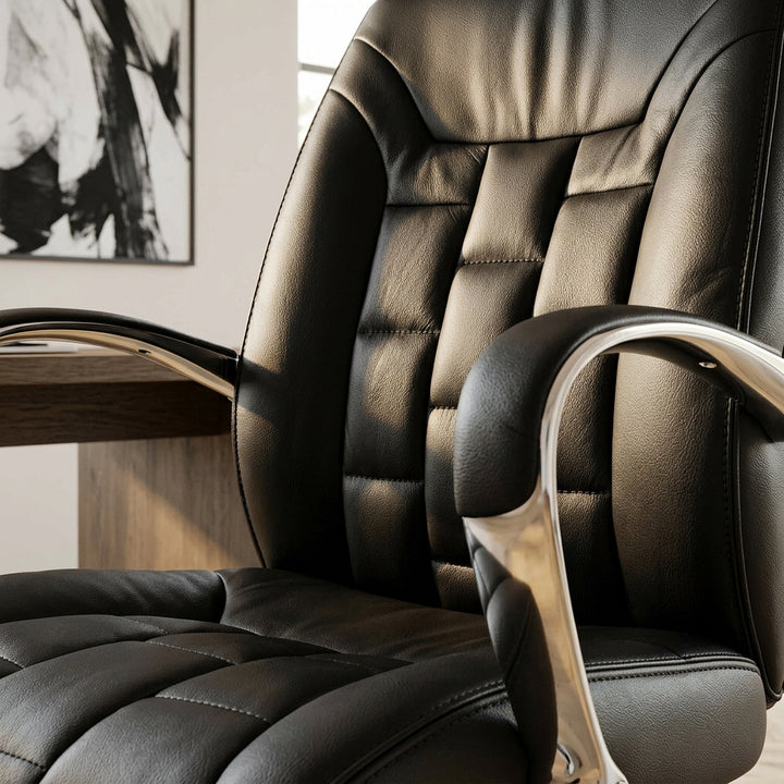 Luxus XXL Chefsessel_ Echtleder_ breite/höhe Rückenlehne_ Lendenwirbelstütze_ Multiblock-Mechanik_ 120 kg Tragkraft - KADIMA DESIGN_Größe_ 66x62x128 cm_
