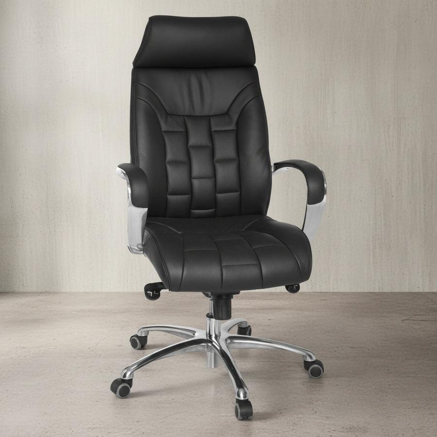Luxus XXL Chefsessel_ Echtleder_ breite/höhe Rückenlehne_ Lendenwirbelstütze_ Multiblock-Mechanik_ 120 kg Tragkraft - KADIMA DESIGN_Größe_ 66x62x128 cm_
