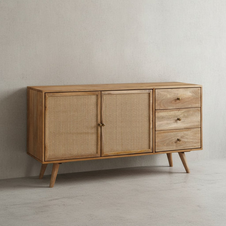 Mangoholz Sideboard_ Unique Design_ Stabile Konstruktion_ Großer Stauraum - KADIMA DESIGN_Größe_ 140x40x75 cm_