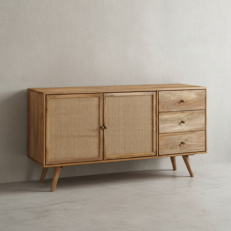 Mangoholz Sideboard_ Unique Design_ Stabile Konstruktion_ Großer Stauraum - KADIMA DESIGN_Größe_ 140x40x75 cm_