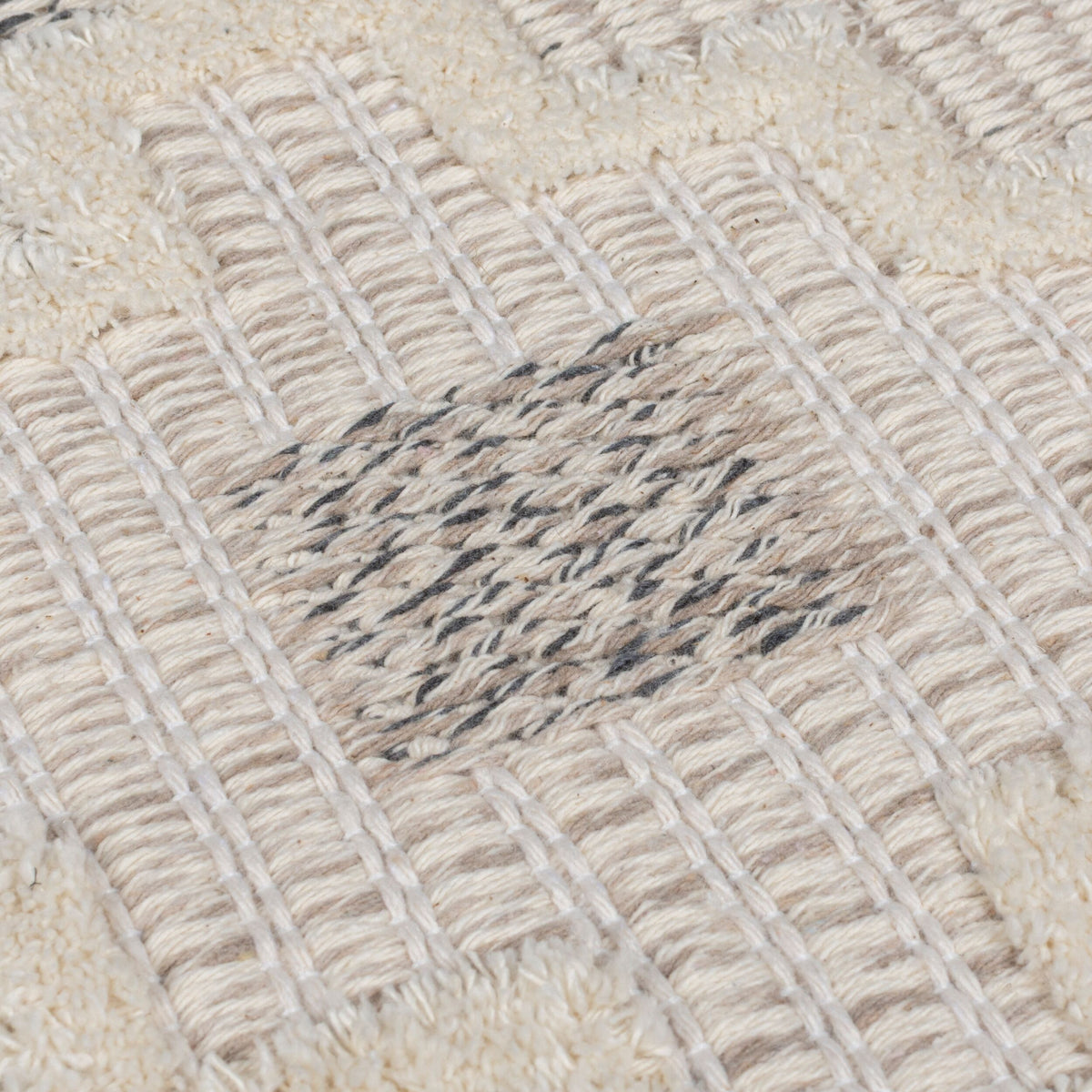 Waschbarer Teppich Kreuzornament Muster - Geometrisch - Küche Grau-Beige Rechteckig