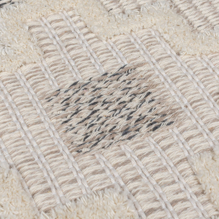 Waschbarer Teppich Kreuzornament Muster - Geometrisch - Küche_Grau-Beige_Rechteckig_