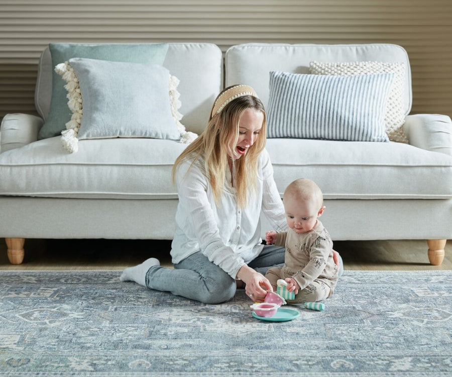 Teppich maschinenwaschbar Vintage-Design - recycelt HALD - Türkis 80x150 cm_Rechteckig_