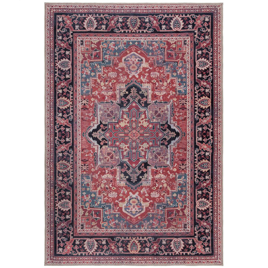 Maschinenwaschbarer Traditioneller Vintage-Teppich aus recycelten Fasern_ rutschfest - HALD Kollektion von Kadima Design_Rot_