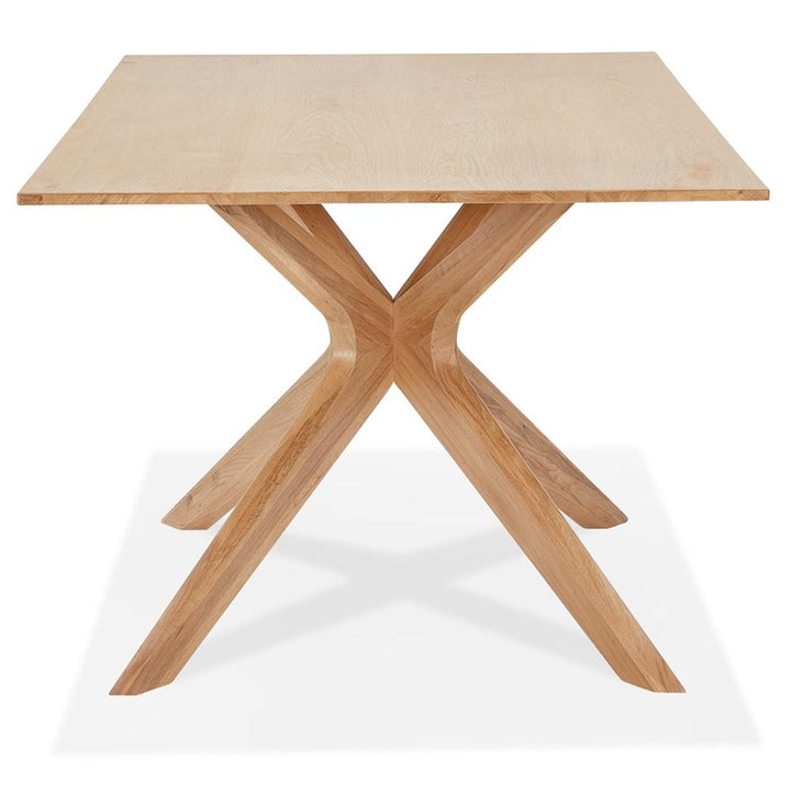 Massiver Küchentisch - 195x95x76cm - beige Eichenholz - stilvolles X-Gestell - passt zu verschiedenen Einrichtungsstilen - Kadima Design_