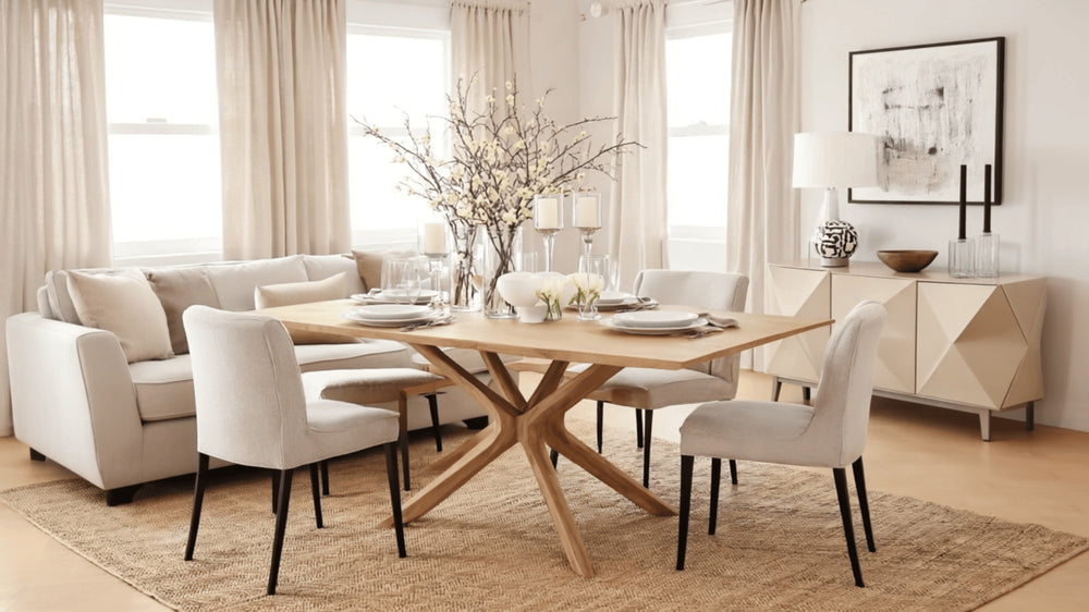 Esstisch Massivholz 195x95 mit X-Gestell modern skandinavisch Esszimmer - Kadima Design AURAX_
