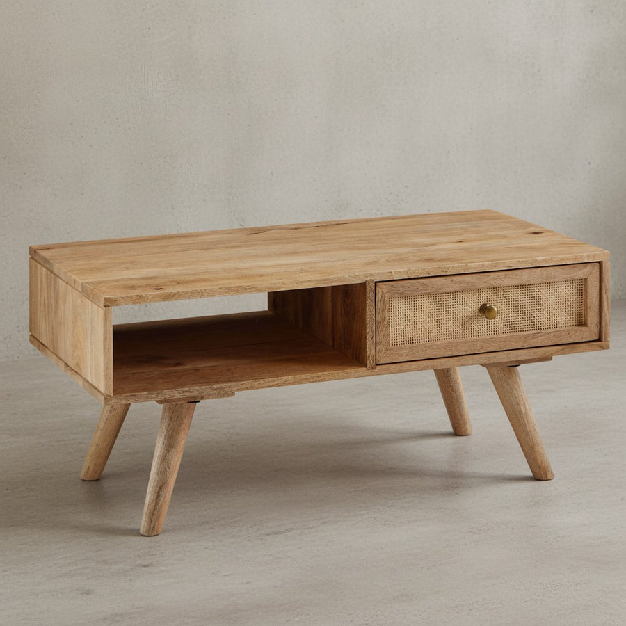 Massiver Mango-Holz Couchtisch mit Ablagefläche_ Zeitlos_ geräumig &amp; stabil - KADIMA DESIGN_Größe_ 90x45x40 cm_